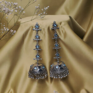 Ladi-Jhumka Skyblue Earrings