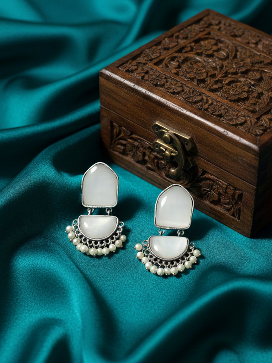 Mugdha Earrings | Elegant Festive Silver Earrings