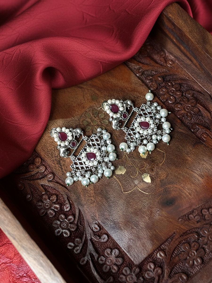 Vanika Earrings | Traditional Oxidized Statement Jewelry