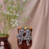 Chanchal silver oxidised dancing doll earrings with handcrafted folk design and antique finish