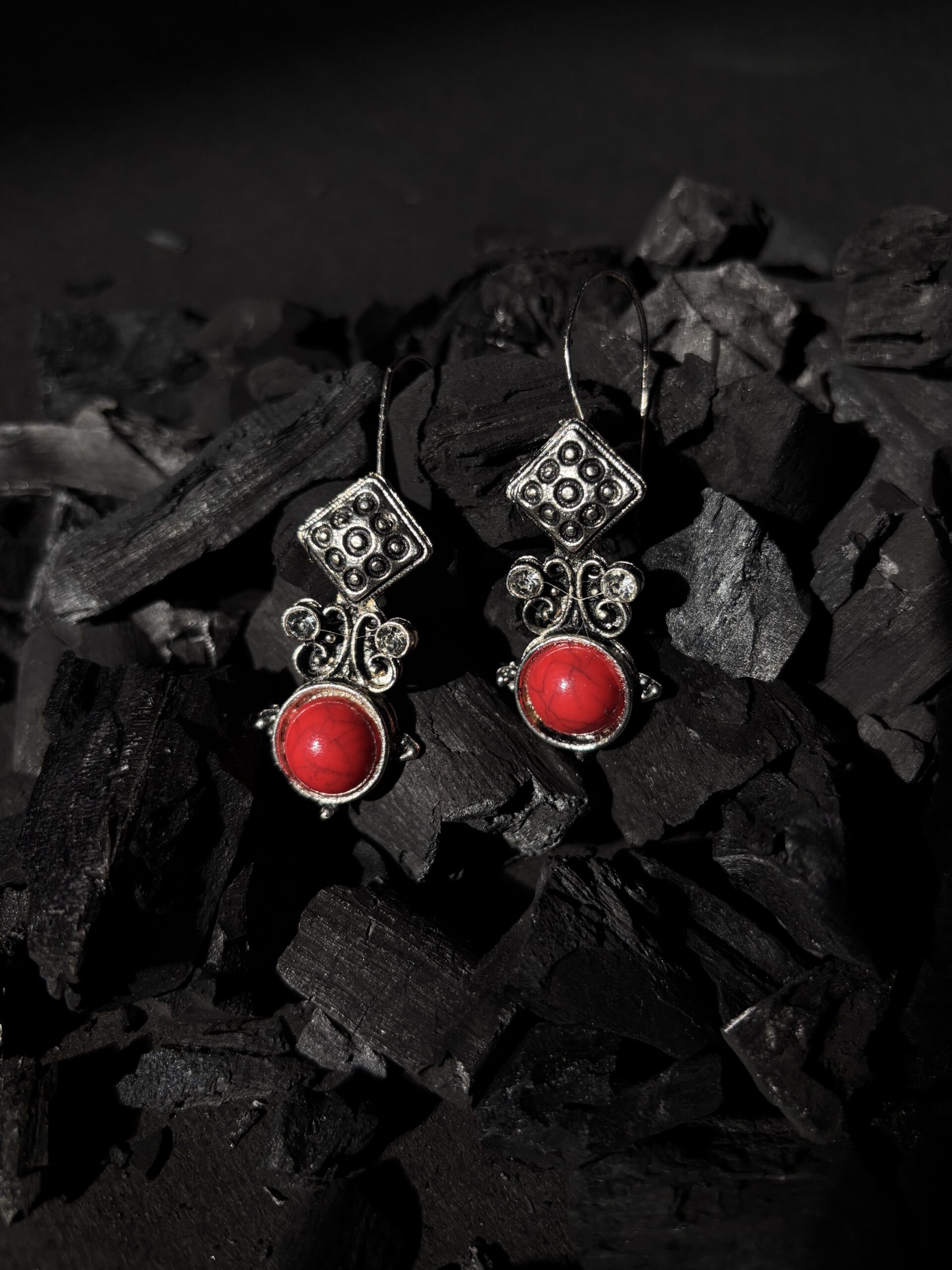Surkhi Red Oxidised Earrings