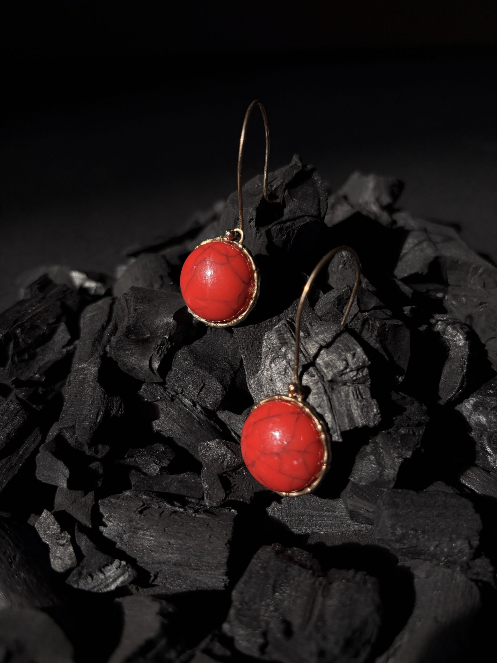 Roohi Earrings: Striking Red Stones